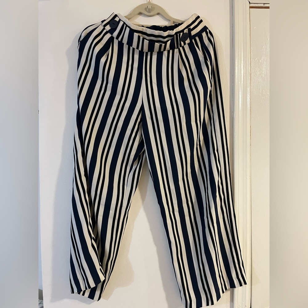 White and blue trousers